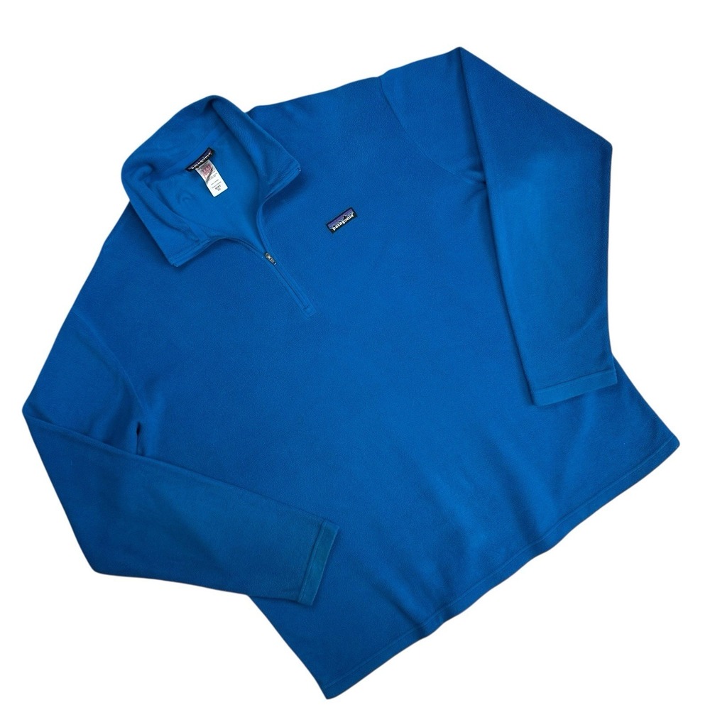 Patagonia Micro D Synchilla Fleece Sweater Men 2XL Blue 1/4 Zip Mock Neck Gorp